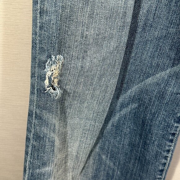 7 For All Mankind Jeans Mens 33 Bootcut Cotton Pockets Holes Distressed Fray Hem - Picture 4 of 16